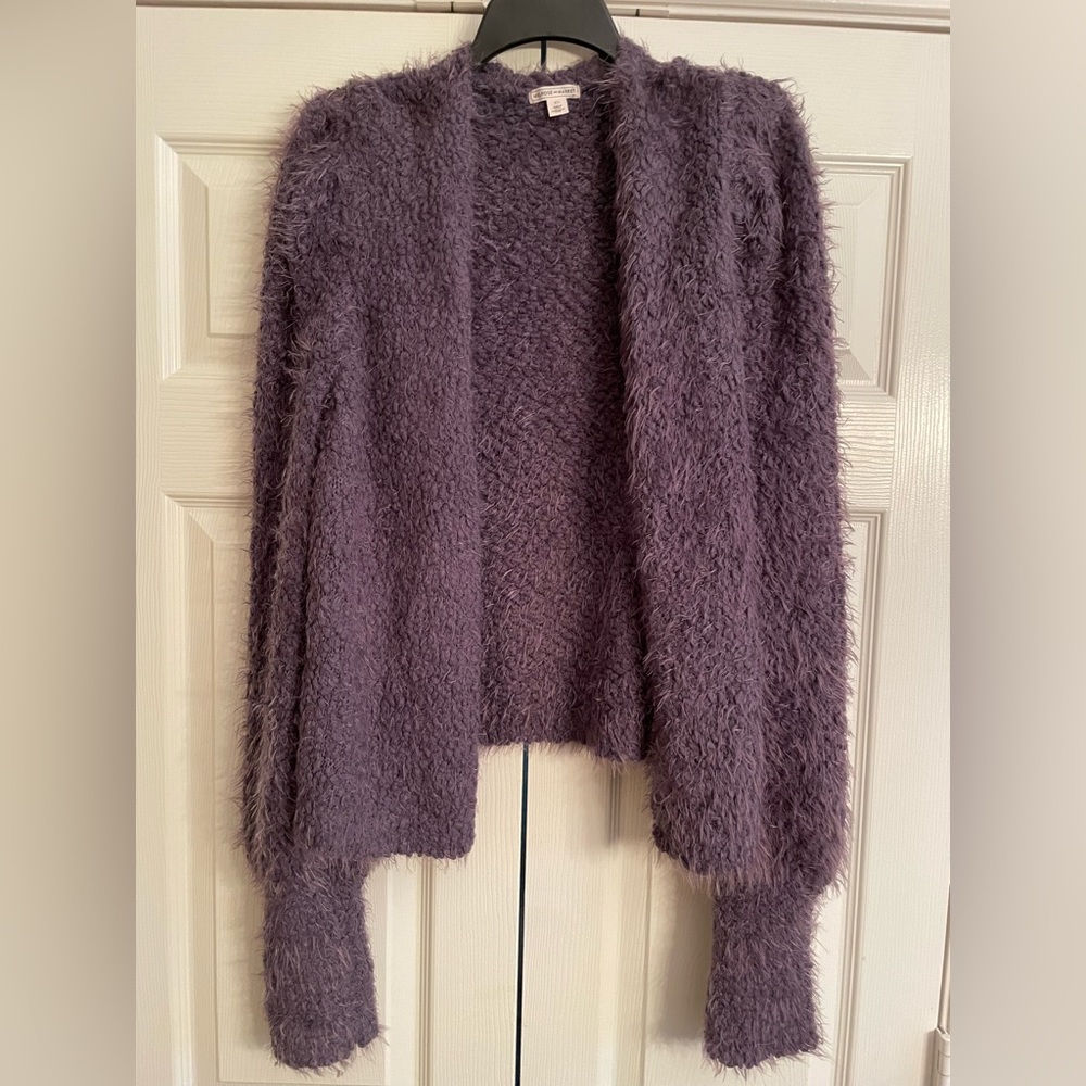 Purple eyelash cardigan/ sweater